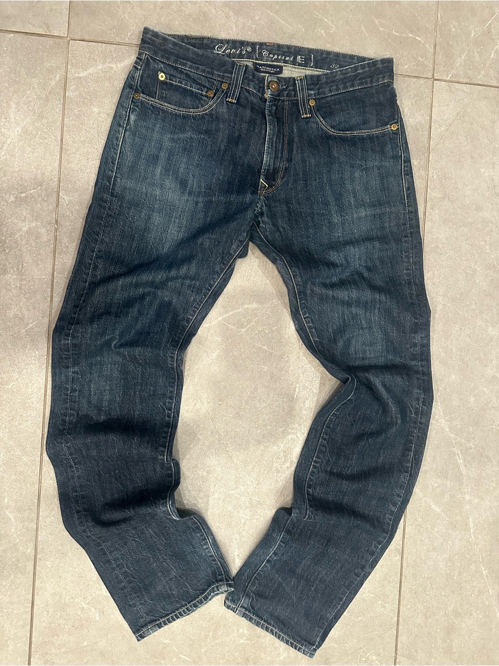 Dark was Levi Capital E Matchstick Selvedge Denim